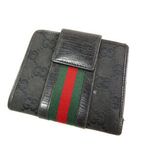 Gucci Motif Canvas Wallet Leather Bi fold